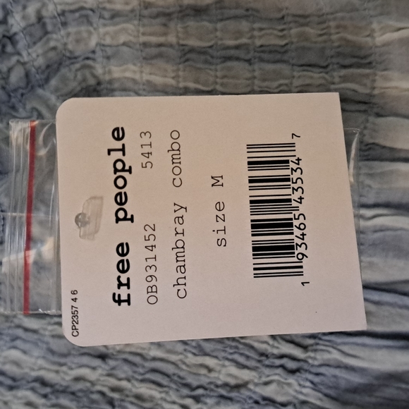 Free People Little Bit of Something Top, Chambray with Flaw - Picture 9 of 11